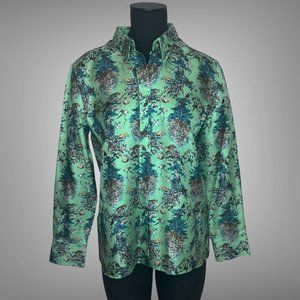 New Hermes Luxurious Silk Twill Equateur Blouse Shirt Size 42 Made In France